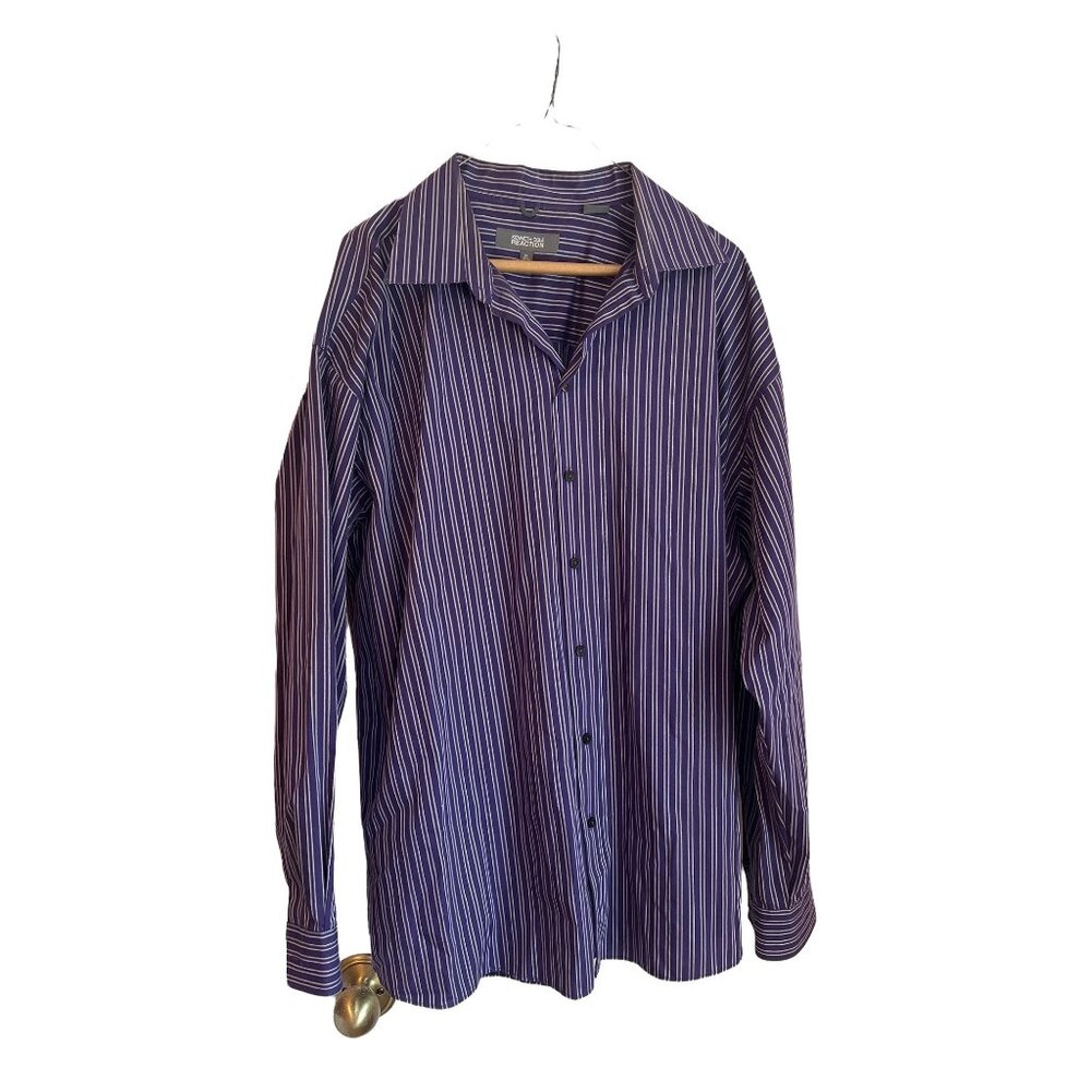 Kenneth Cole Reaction XL Purple Men's Striped Button Down